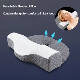 Pillow Memory Cotton Soft Tube Pillow Cervical Pillow Bamboo Fibe Orthopedic Memory Foam Pillow for Neck Pain Sleeping Slow Rebound