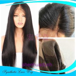 Genuine hair wigs online store Wig Long Straight Front Lace Hand Hook Fashion Full Head Set