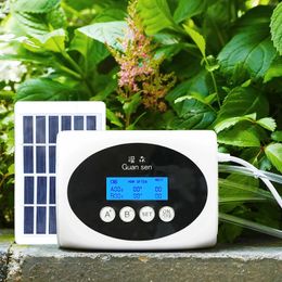 Double Pump Intelligent Drip Irrigation System Water Pump Timer Garden Solar Energy Potted Plant Automatic Watering Device 240415