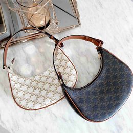 Women Retro Original Cellin Designer Bags Underarm Bag Women New Old Flower Half Round Crescent Bag Leather Fashion Handheld with High Quality Original Logo