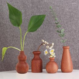 Vases 1PC Ebony Wooden Vase Living Room Plant Solid Wood Flower Pot Craft Home Office Desk Decoration Accessories