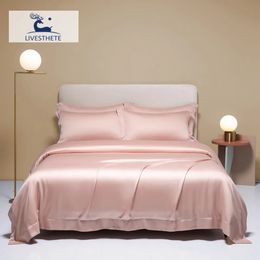 LivEsthete Pure Pink 100% Silk Bedding Set Solid Colour Duvet Cover Pillow Case Bed Sheet Quilt Double King Queen Sets 240425