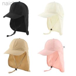 WUYK Caps Hats New Kids Sun Hat with Shawl Summer Quick Dry Solid Colour Visor Hats for Girls Boys Baseball Cap Adjustable Baby Beach Sun Cap d240425