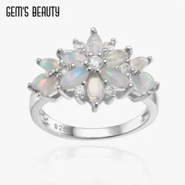 Cluster Rings GEM'S BEAUTY Opal Gemstone For Women 925 Sterling Silver Wedding Engagement Gift Fine Jewellery Anniversary 2024 Trend