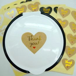 Gift Wrap 100Pcs Stamping Black Baking Packaging Label Golden Thank You For Handmade Products Diy Red Heart Adhesive Sticker