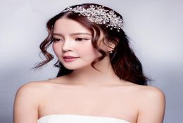 2019 Wedding Dresses Hair Accessories Korea Shining Wedding Bridal Crystal Veil Faux Pearls Crown Headband Hair Accessories for pa1084592