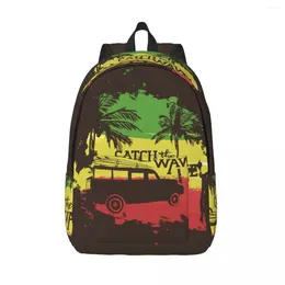 Backpack Laptop Unique Car And Surf Boards In Tropical Beach Coast School Bag Durable Student Boy Girl Travel