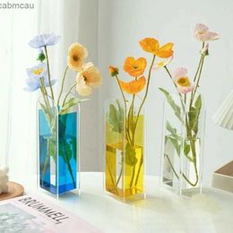 Vases Nordic Style Vase Rainbow Color Acrylic Vases Flower Container Pot Floral Container Decorative Living Room Home Furnishings
