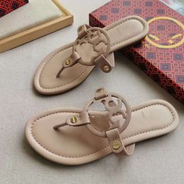 Designer Sandale TB Pantoffers Damen Sommer Mode flache Sandalen werbe Luxus Slip Flip Flops Schuh Echtes Leder Sommerschuhe rosa Schuhe