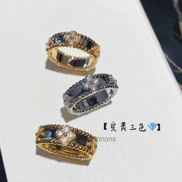 High-end Luxury Ring Vancllef High version CNC kaleidoscope ring for women with thick layer electroplated 18k rose gold wide edition narrow