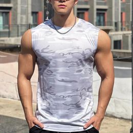 Men's Tank Tops Running Top Muscle Tee Quick Dry Sports Singlet Slim Fit Athletic Vest Elastic Gym Shirt