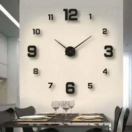 Clocks New Modern Design Large Wall Clock 3D DIY Quartz Clocks Fashion Watches Acrylic Mirror Stickers Living Room Home Decor Horloge