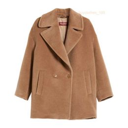 Designer Coats Cashmere Coats Luxury Coats Maxmaras 2024 New Womens Double Breasted Camel Wool Pea Coat