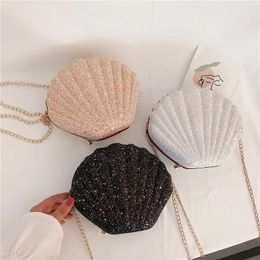 Evening Bags Phone Money Pouch Zipper Crossbody For Bolsa Feminina Women Shoulder Handbags Shell Bag Chain Cute Sequins Small