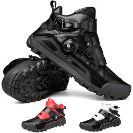 Boots New Mens Motorcycle Shoes Riding Sneakers Mens Flat Motorcycle Boots Mountain Bike Boots SPD Riding Shoes Road Speed Sneakers