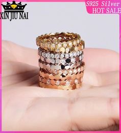 Cluster Rings 2021 Arrivals 925 Sterling Silver Honeycomb Inlaid Stone Female Ring Set Circle Rose Gold Diamond For Women8398051