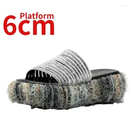 Slippers Europe/American Thick Platform 6cm Shoes For Women Spring/summer Fashionable Street Diamond Design Outdoor Wear Sandals
