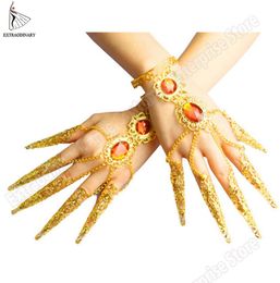 New Sexy Women Belly Dance Dance Jewellery Thousands Hands Guanyin Bollywood India Bracelets Fingernail Accessories Gold9126048