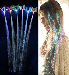 Flash LED Hair Light Emitting Fibre Optic Pigtail Braid Plait butterfly Luminous Hair Wig KTV Party Prom Supplies Hair Accessory h5378843