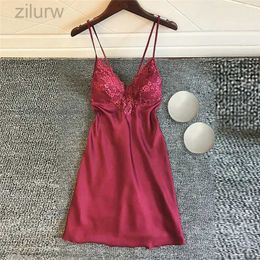 Sexy Pyjamas Erotic Lace Lingerie Pyjamas Sexy Women Satin Silk Dresses V-Neck Womens Pyjamas Exotic Sexy Dresses hot erotic nightdress d240425