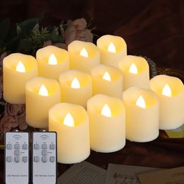 6/9/12 PCS Led Candles With batteries Timed Remote Control Flickering Flameless Tea Light Birthday Home Decoration Votive candle 240417