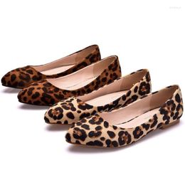 Casual Shoes Large 35-43 Flat Spring Heel Pointed Korean Fashion Leopard Print Shallow Mouth Single Shoe Women's