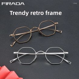 Sunglasses Frames FIRADA Fashion Luxury Myopia Eyeglasses Retro Polygonal Titanium Optical Prescription Glasses Frame For Men And Women