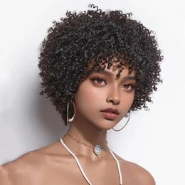 Short Curly Afro Wig With Bangs for Black Women Kinky Curly Hair Wig