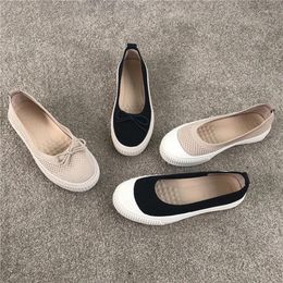 Casual Shoes Creepers Breathable Knitting Loafers Female Moccasins Platform Women Thicken Soled Sneakers Weaving Flats Woman 2024
