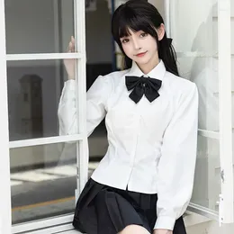 Clothing Sets Sexy Women's Shirt Jk School Girl Uniforms Top White&Blue Korean Slim Waist Back Strap Long&Short Sleeve Suit Anime Cos
