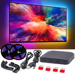 Strips Smart Ambient TV Led Backlight 4K 1.4 2.0 HDMI Device Sync Box And WS2812B 5050 RGBIC Strip Light Kit For 2465 Inch PC PS4 XBOX