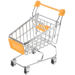 Storage Bottles Novelty Mini Shopping Cart Style Basket Desktop Organizer (Random Color)