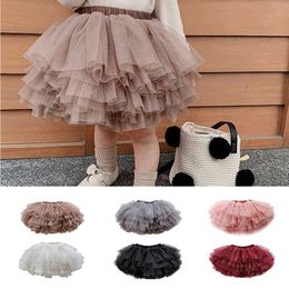 Skirts Little Girls Tutu Skirts Black Fluffy Toddler Tulle Princess Ball Gown Pettiskirt Ballet Dance Kids Party/birthday Skirt 1-7T H240425