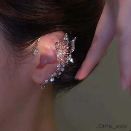 Charm Korean Fashion Zircon Butterfly Elf Ear Cuff for Women Sparkling Zircon Crystal Without Piercing Clip Earrings Wedding Jewellery