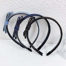 Denim Blue Stirnband Frauen Stirnband Druck Haarclip Haar Bündel Stirnband Bogen Einfach mit Zähnen nicht rutschfeste Bruch Grotte Haarbrigade