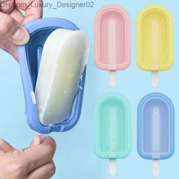 Ice Cream Tools Silicone ice cream Mould with lid tray DIY chocolate dessert popsicle Mould ice cube making tool summer party supplies Q240425