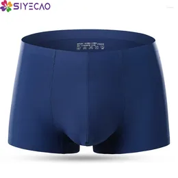 Underpants Seamless Men Boxers Luxury Ice Silk Underwear Boxer Spandex 3D Crotch Shorts Slips L/XL/2XL/3XL/4XL Cueca