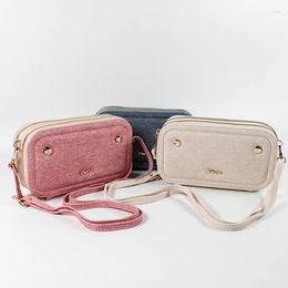 Wallets Women's Cross-body Shoulder Bag Denim PU Double Zipper Cell Phone Multi-function Card Purse Hand Bags