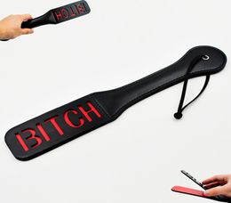 Fetish quotBitchquot leather spanking paddle flirt clap slap pat on ass male female Sex toys for women men adult couples slave7875781