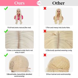 hair New long womens Fibre Centre curly split chemical large cosplay wave Barbie headband wig