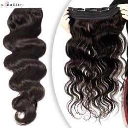 Extensions Snoilite Curly Clip In Hair Extensions Human Hair 5 Clips Hairpiece 20Inch Natural Extension Hair Clip Brown Thick Long Hair