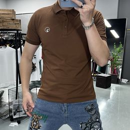 Lapel Collar Polo T-shirt Simple Deer Head Badge Male Short Sleeved Tees Summer New Simplicity Business leisure Slim Fit Top
