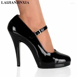 Dress Shoes LAIJIANJINXIA Spring/Autumn 13Cm High Heels Wedding Sexy Pumps Round Head Buckle Strap Women's Big Size 46