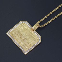 Fashion- Last Supper diamonds pendant necklaces for men western luxury necklace Stainless steel Cuban chains dog Religion jewelry4671104