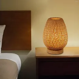 Table Lamps Bamboo Lampshade Attachments Decorative Simple Japanese Style Lantern For US Plug