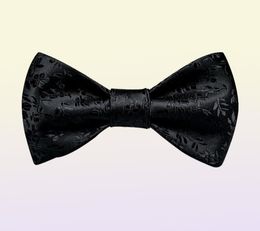 Bow Ties Black Floral Solid Self Tie Men Fashion Butterfly Silk Formal Business Wedding Party Bowtie Handkerchief Set DiBanGu7389644