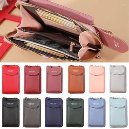 Shoulder Bags 2024 Women Wallet Mini Leather Straps Mobile Phone Big Card Holders Handbag Money Pockets Girls Small