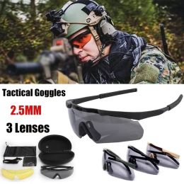 Eyewears JSJM Military Tactical Goggles CS Airsoft Windproof Dustproof Shooting Glasses 3 Lens Set Motorcycle Mountaineering Safe Glasses