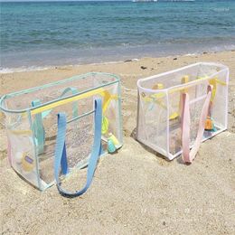 Storage Bags Clear Makeup With Side Pockets Travel Large Toiletry Bag For Women Tote Beach PVC Zipper Closure Swimming Handbag
