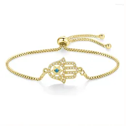 Charm Bracelets CZ Gold-plated Brass Hamsa Hand Of Fatima Jewish Star David Bracelet Cubic Zirconia Crystal Women Trendy Jewellery Gift